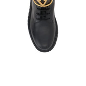 Valentino Garavani Black Calfskin Lace-Up Boots