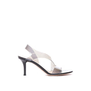 Black Rubber Stiletto Heel Sandals