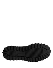 Black Leather DG Plaque Lace Up Boots Shoes