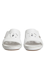 White DG Cutout Slides Slippers Flats Shoes