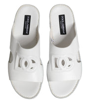 White DG Cutout Slides Slippers Flats Shoes
