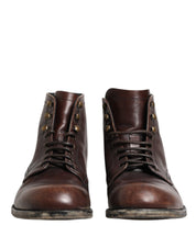 Brown Lace Up Short Ankle Boots Men Shoes