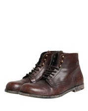Brown Lace Up Short Ankle Boots Men Shoes