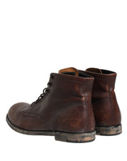 Brown Lace Up Short Ankle Boots Men Shoes