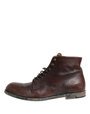 Brown Lace Up Short Ankle Boots Men Shoes