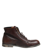 Dolce & Gabbana Brown Lace Up Short Ankle Boots Men Shoes