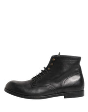 Black Lace Up Short Ankle Boots Men Shoes