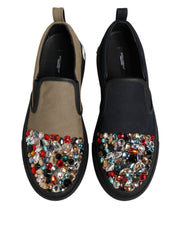 Blue Canvas Embellished Slip On Men Sneakers Shoes