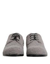 Gray Fleece Lace Up Men Derby Dress Shoes