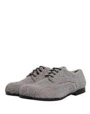 Gray Fleece Lace Up Men Derby Dress Shoes