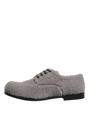 Gray Fleece Lace Up Men Derby Dress Shoes
