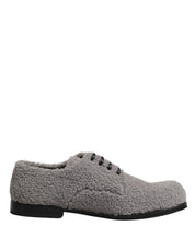 Gray Fleece Lace Up Men Derby Dress Shoes