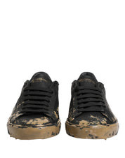 Black Portofino Mud Effect Low Top Sneakers Shoes