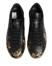 Black Portofino Mud Effect Low Top Sneakers Shoes