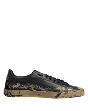 Dolce & Gabbana Black Portofino Mud Effect Low Top Sneakers Shoes