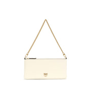 PINKO White Calf Leather Bos Taurus Shoulder Bag