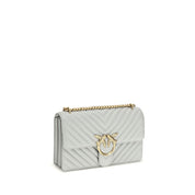 PINKO Gray Calf Leather Bos Taurus Shoulder Bag