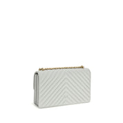PINKO Gray Calf Leather Bos Taurus Shoulder Bag