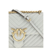 PINKO Gray Calf Leather Bos Taurus Shoulder Bag