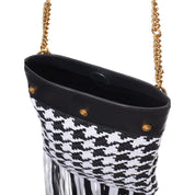 Black And White Leather And Textile Shoulder Bag