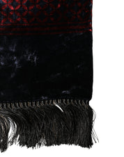 Black Red Rayon Geometric Pattern Fringe 140cm X 16cm  Scarf