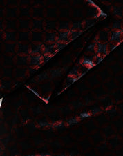 Black Red Rayon Geometric Pattern Fringe 140cm X 16cm  Scarf