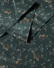 Green Silk Floral Pattern Fringed 135cm X 16cm  Scarf
