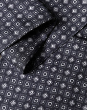 Black Silk Geometric Fringe Wrap Foulard 136cm X 15cm  Scarf