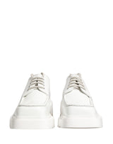 White Leather Chunky Sole Derby Shoes