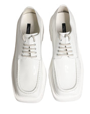 White Leather Chunky Sole Derby Shoes