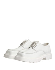 White Leather Chunky Sole Derby Shoes