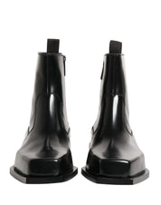 Black Leather Zip Closure Ankle Boots Shoes