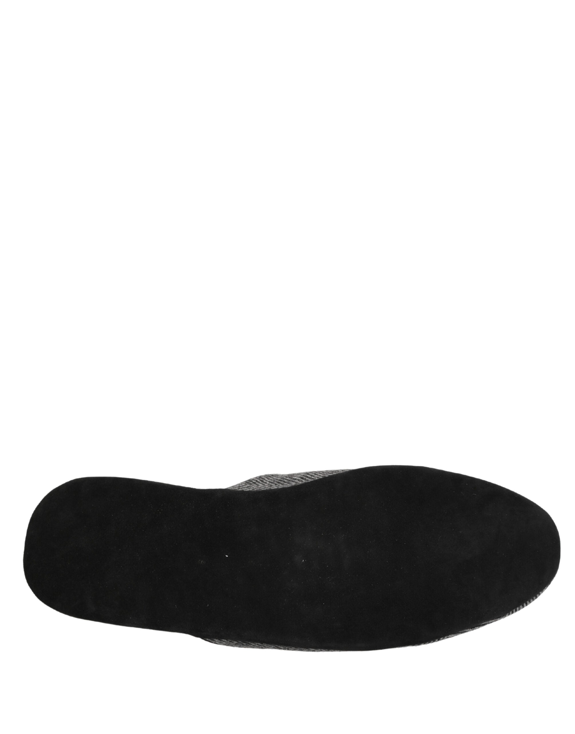 Dolce & Gabbana Grey Herringbone Cashmere Red Slippers Shoes Dolce & Gabbana