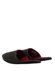 Dolce & Gabbana Dark Grey Charcoal Wool Red Slippers Shoes Dolce & Gabbana