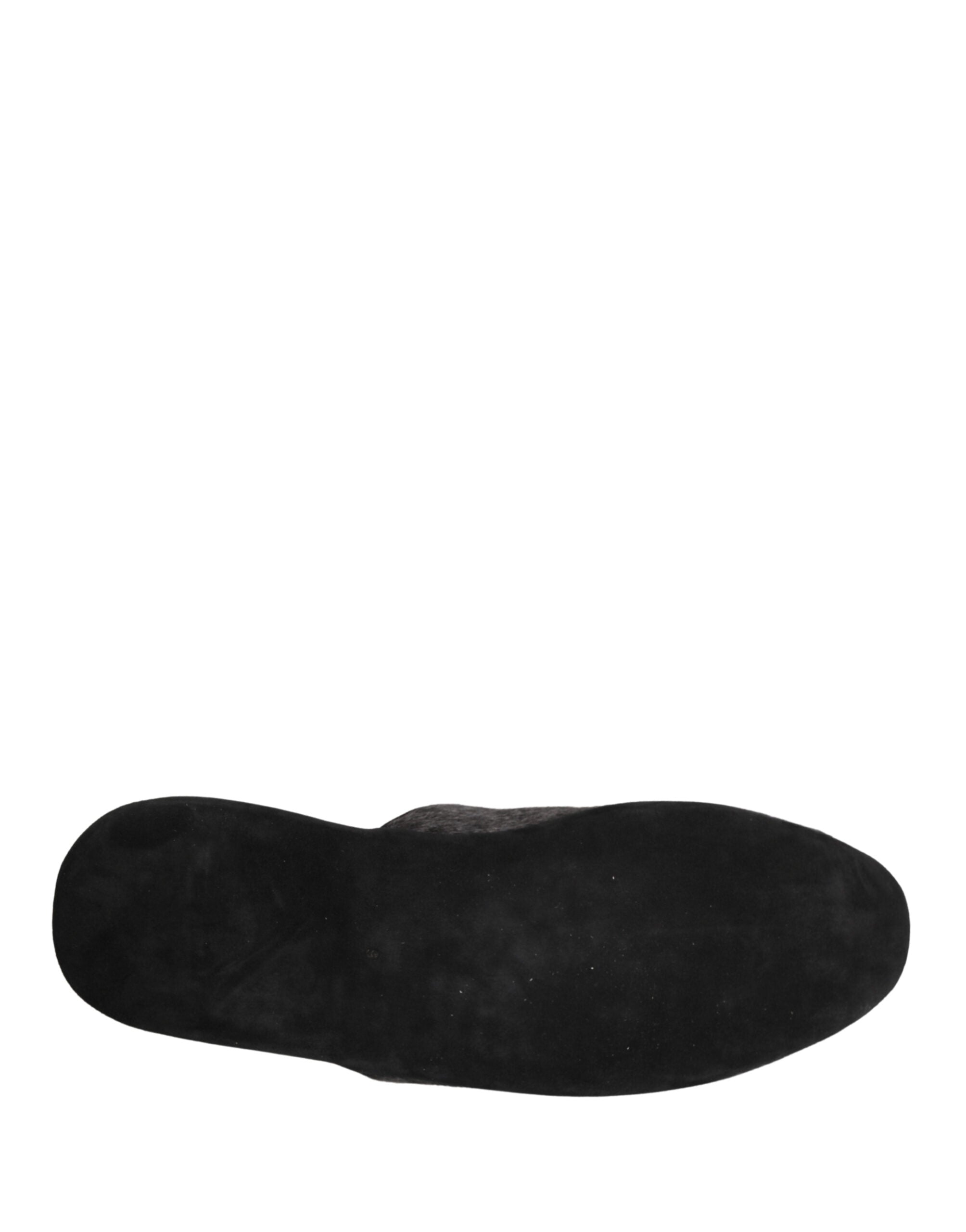 Dolce & Gabbana Dark Grey Charcoal Wool Red Slippers Shoes Dolce & Gabbana