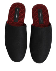 Black Wool Cashmere Red Quilted Slippers Shoes