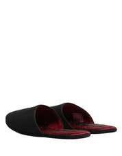 Black Wool Cashmere Red Quilted Slippers Shoes