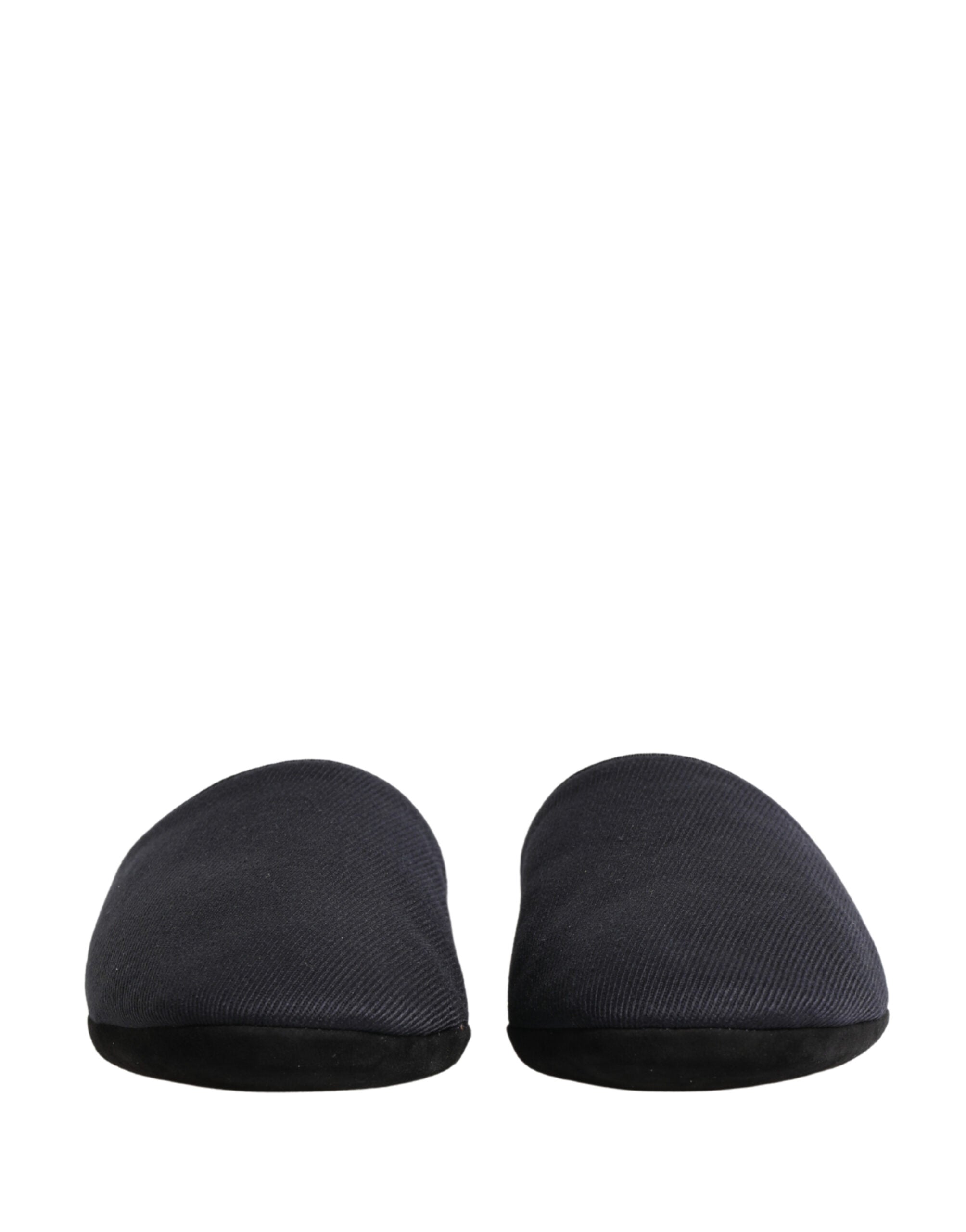 Dolce & Gabbana Dark Navy Wool Cotton Red Chevron Slippers Shoes Dolce & Gabbana