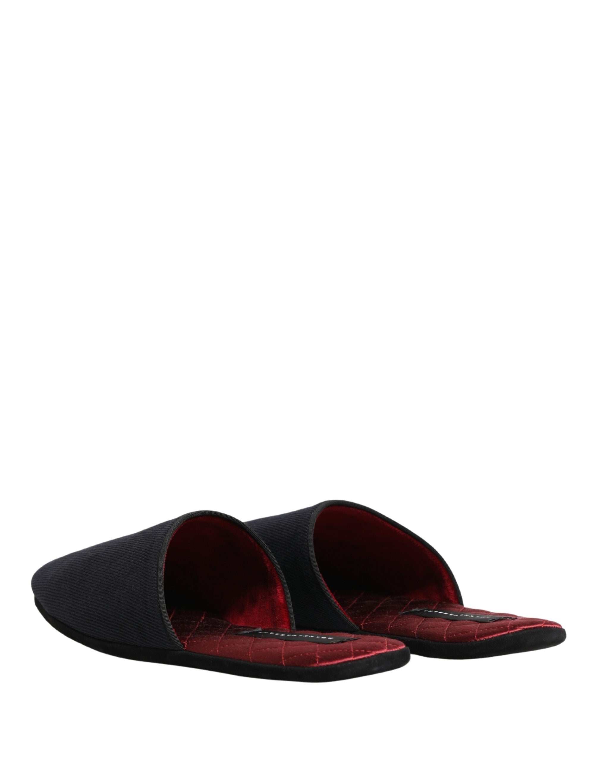 Dolce & Gabbana Dark Navy Wool Cotton Red Chevron Slippers Shoes Dolce & Gabbana