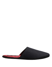 Dolce & Gabbana Dark Navy Wool Cotton Red Chevron Slippers Shoes Dolce & Gabbana