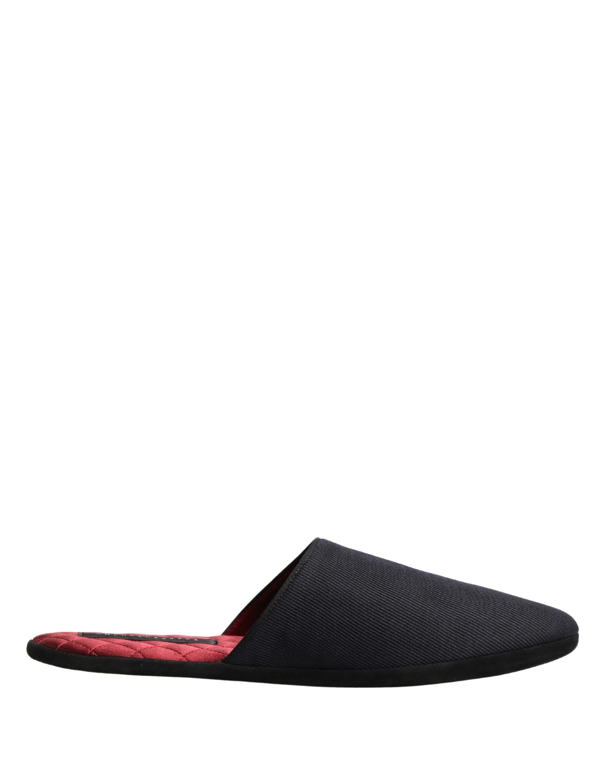 Dolce & Gabbana Dark Navy Wool Cotton Red Chevron Slippers Shoes Dolce & Gabbana