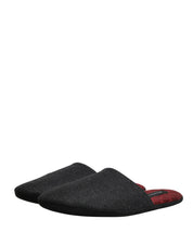 Anthracite Wool Cashmere Quilted Slippers Shoes