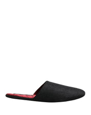Dolce & Gabbana Anthracite Wool Cashmere Quilted Slippers Shoes