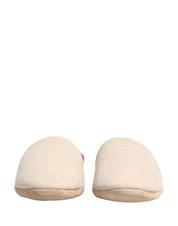 Dolce & Gabbana Beige Shetland Wool Red Quilted Slippers Shoes Dolce & Gabbana