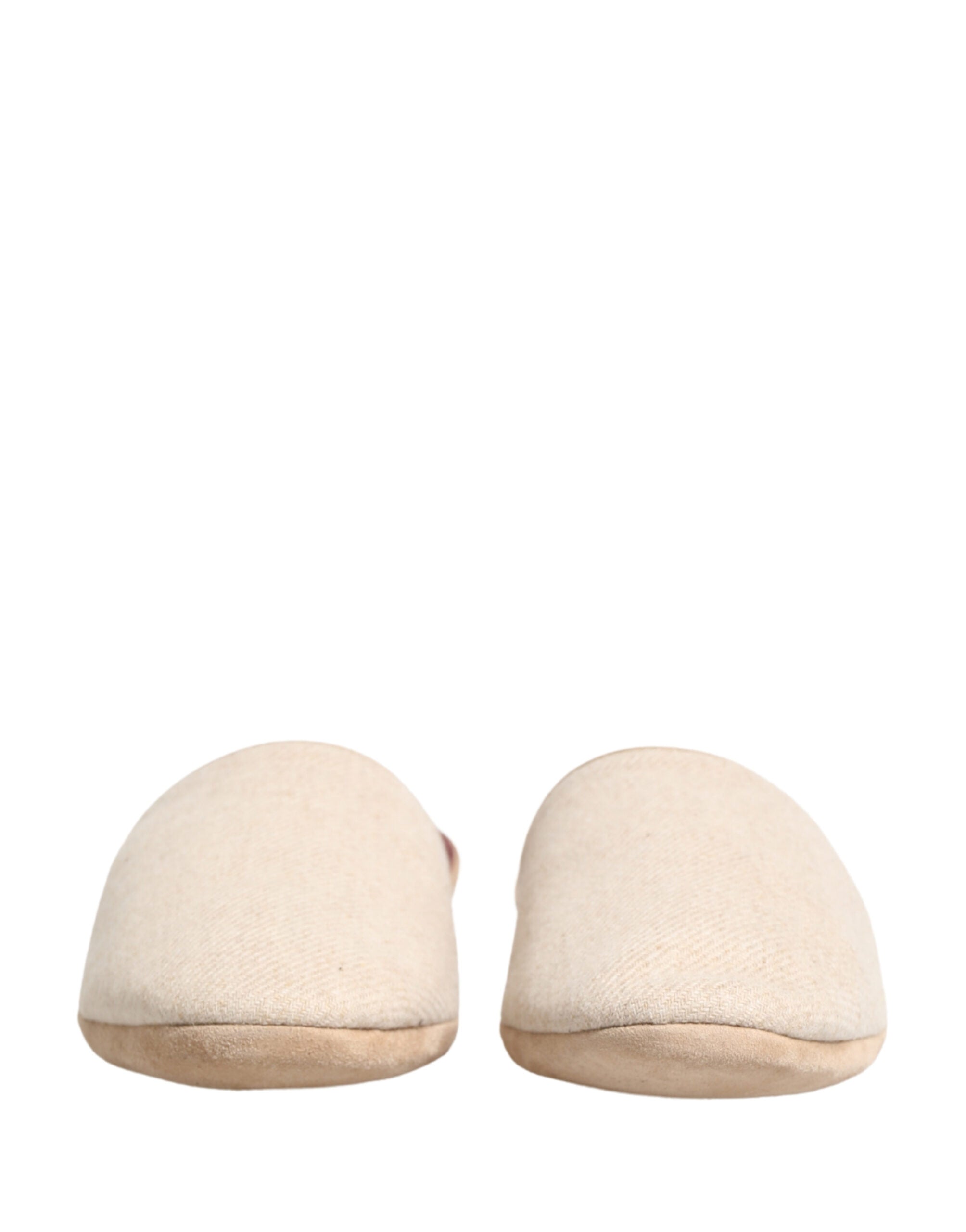 Dolce & Gabbana Beige Shetland Wool Red Quilted Slippers Shoes Dolce & Gabbana