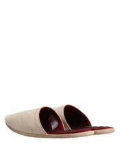 Dolce & Gabbana Beige Shetland Wool Red Quilted Slippers Shoes Dolce & Gabbana