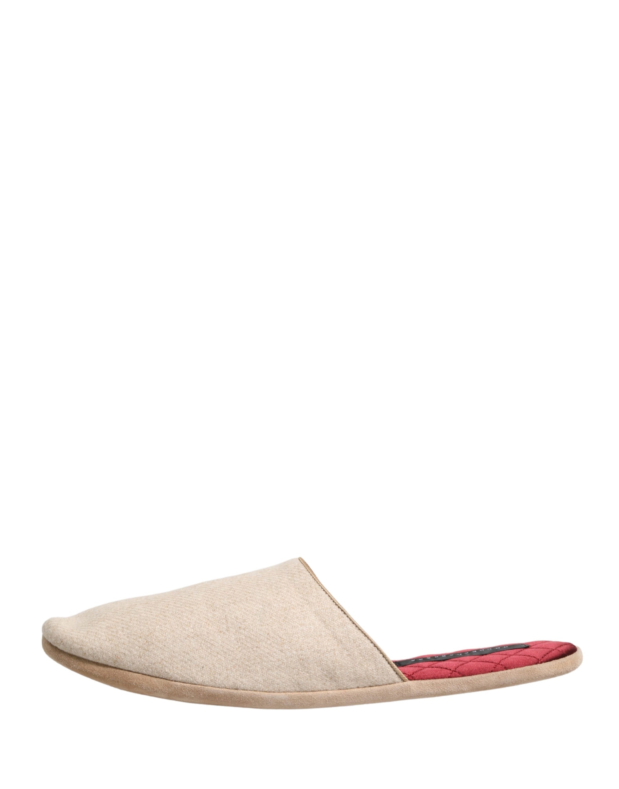 Dolce & Gabbana Beige Shetland Wool Red Quilted Slippers Shoes Dolce & Gabbana
