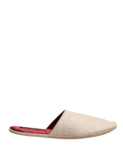 Dolce & Gabbana Beige Shetland Wool Red Quilted Slippers Shoes Dolce & Gabbana