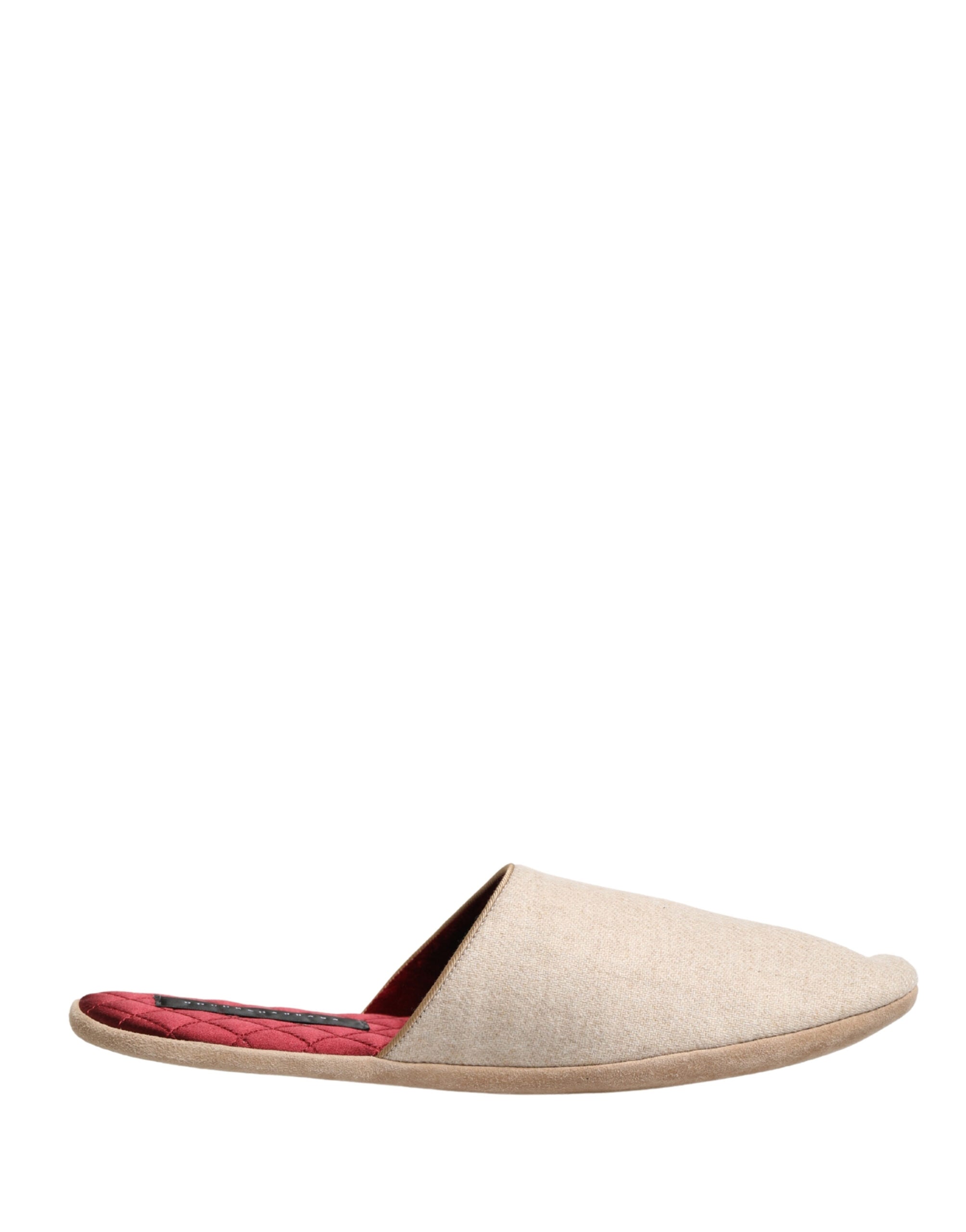 Dolce & Gabbana Beige Shetland Wool Red Quilted Slippers Shoes Dolce & Gabbana