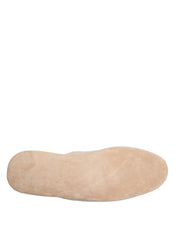 Dolce & Gabbana Beige Shetland Wool Red Quilted Slippers Shoes Dolce & Gabbana